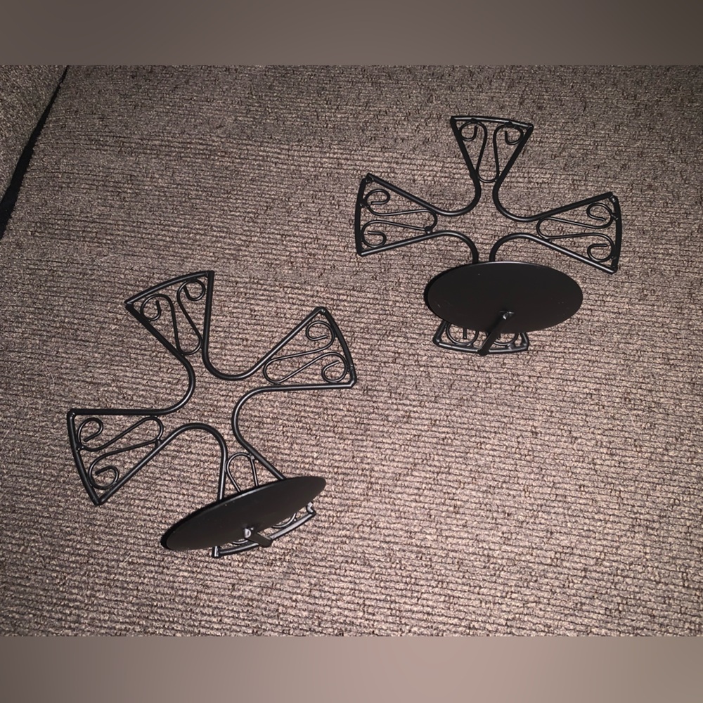 ⭐️2 Black Cross Wall Sconce for Tea Light Candles